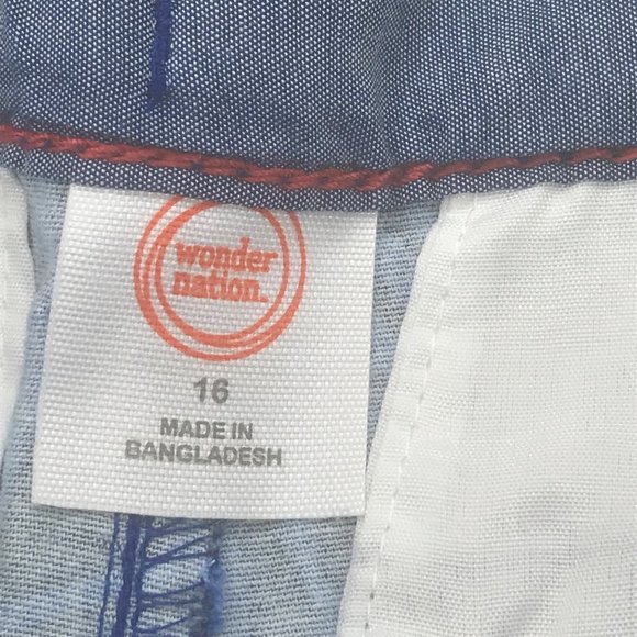 Wonder Nation Boy's Size 16 Adjustable Waist Flat Front Short Blue Palm Leaf New - Picture 5 of 13